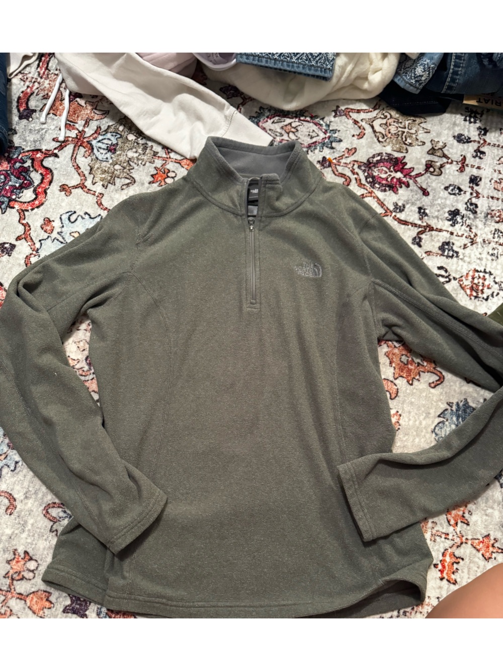 The North Face Men's Olive Green Half-Zip Sweater
